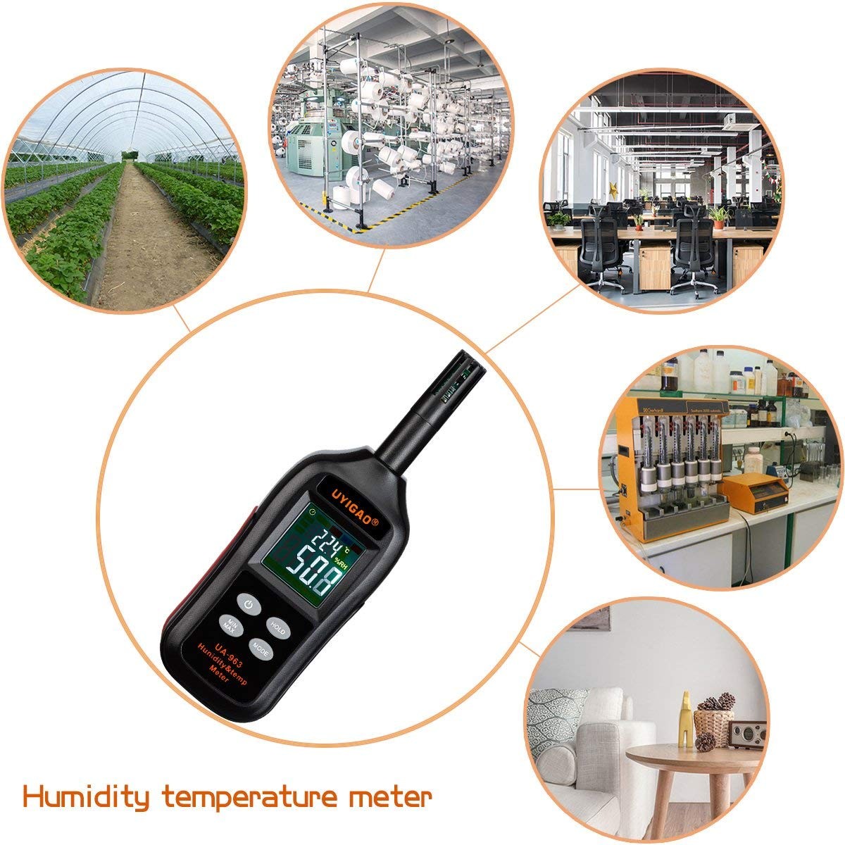 Temperature Humidity Meter, UA963 Thermometer Hygrometer Monitor with Dew  Point & Wet Bulb Temp for Room,Subway,Library,Commercial Center,etc